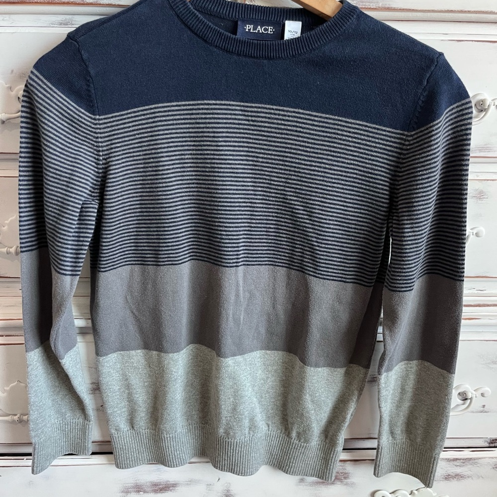 The Children's Place Navy and Gray Striped Sweater